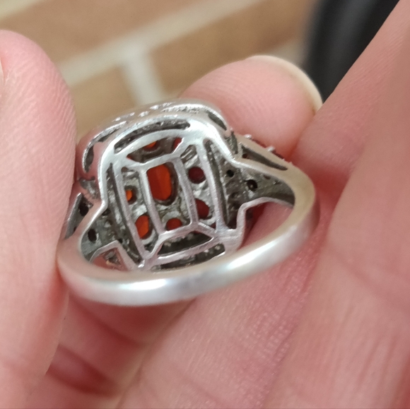 Retired Sterling Chuck Clemency QVC Orange Sapphire Ring - Picture 5 of 7